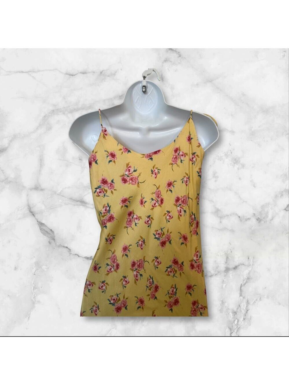 Zara Slip Dress Yellow w/Floral Pattertn 100% Viscose. L - Picture 2 of 11